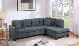 Carlton Ash Black 2-Piece Tweeted-Like Velvet Sectional with Tufted Cush... - $999.00