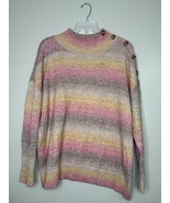 Talbots Plus Women’s 2x Cotton Blend Sweater Button Detail Pink Orange S... - $31.45 CAD