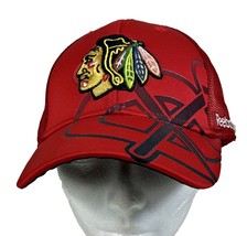 Chicago Blackhawks Hat Red Fitted (S/M) Reebok Face Off Headwear Collection NHL - £12.45 GBP