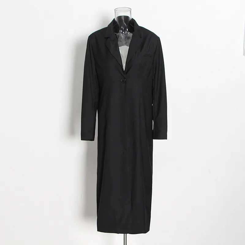 SuperAen   Irregular Long Suit Coat  Autumn and Winter   Hollow Back Ladies Wind - £158.48 GBP