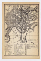 1885 Antique City Map Of Luxembourg - £24.56 GBP