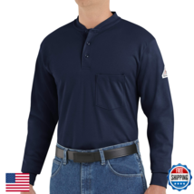 Bulwark Mens Flame Resistant 6.25 Oz Cotton Long Sleeve Tagless Henley S... - $108.25