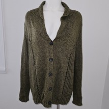 NWT CJ Banks Green Black Cardigan Sweater Button Front 1X 16/18W - £23.70 GBP