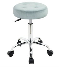 Blue Adjustable Office Stool Velvet Backless M17 - $296.99