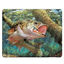 Fish Rectangle Computer Mousepad Bass Fish Jumping Hook Mouse Pad Mat  - $14.84