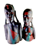 African Ceramic Figures Extra Large Heavyweight Man Woman - $85.13