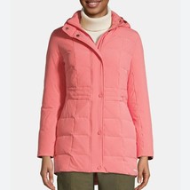 LANDS&#39; END Salmon Pink Hooded Down Mid Length Puffer Coat Size Medium (1... - $59.00