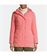 LANDS&#39; END Salmon Pink Hooded Down Mid Length Puffer Coat Size Medium (1... - $1,102.36 MXN