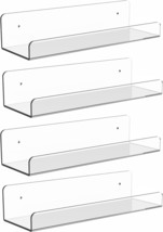 4 Pack Clear Acrylic Floating Wall Ledge Shelf For, 15&#39;&#39; Invisible Mounted - £25.33 GBP