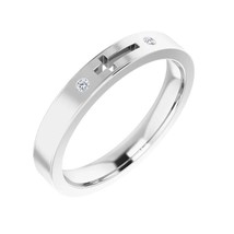 Authenticity Guarantee 
14k White Gold Diamond Pierced Cross Stackable Ring - £798.55 GBP