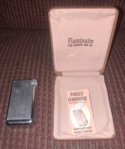 Vintage The Parker Pen Flaminaire Pocket Gas Lighter w/Original Case and Booklet - £40.40 GBP