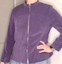 Vintage 90s Jessica Howard Purple Suede Zip Up Light Jacket Size 14 - £7.78 GBP