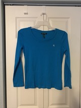 Lauren Ralph Lauren Long Sleeve Blue Logo T Shirt Juniors Size Large - £11.00 GBP