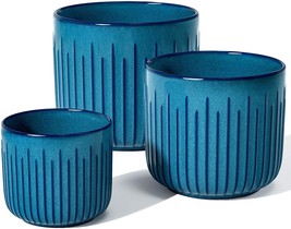 LE TAUCI Plant Pots, Large Planter Ceramic, 8.3+6.9+5.7 inch Flower Pot for - £58.34 GBP