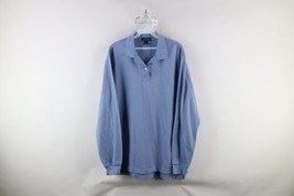 Vtg 90s Lands End Womens Large Faded Blank Long Sleeve Polo Shirt Carolina Blue - £29.57 GBP