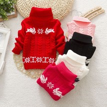 Kids Boys Girls Warm Pullover Winter Choker Tops Thick Wool Sweater Outwear - £12.57 GBP