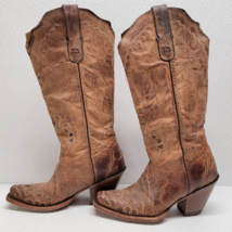 Tony Lama Black Label Goat Western Cowgirl Boots Women&#39;s Size 6 Brown - £77.46 GBP