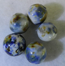 #18509m Nice Vintage Group of 5 Peewee Fancy Bennington Marbles .42 to .48 In - $41.57