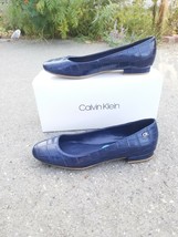 Calvin Klein CK Felice deep Navy embossed croc flats 8.5  new - $58.00
