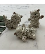 Vintage Ceramic Kitten Figurine Trio White Gray Set of 3 Cats Fluffy Cute - $40.60 CAD
