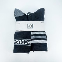 DC Shoes Mens Crew Socks Black Gray LOGO Size 6-12 Skate 5 Pairs New - $23.17