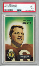 Frank Gifford New York Giants 1955 Bowman Football Card #7- PSA Graded 5.5 Excel - £69.74 GBP