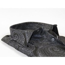 Men's Silky Paisley Floral Shirt By JT Milano AVM Turkey Slim Fit 6021-15 Black image 2