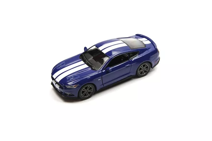 New Diecast New 5&quot; 2015 Ford Mustang Gt Stripe Diecast Model Toy Car 1:38 Blue - £13.43 GBP