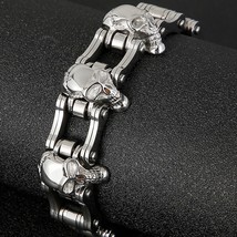 Gothic Skull Man Bracelet Men's Solid Stainless Steel Skeleton Cycling Chain Lin - £37.98 GBP