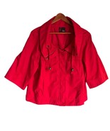 New Directions Jacket Red 3/4 Sleeve Zip Women’s Size L  Cropped Windbre... - $19.31