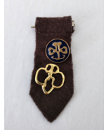 2 Vintage Girl Scout Brownies Pins-Trefoil Enamel &amp; Openwork - £5.11 GBP