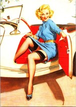 Semi Nude Gil Elvgren Postcard- Stockings- Legs- Heels- Skirt- Car- Let&#39;... - $3.80