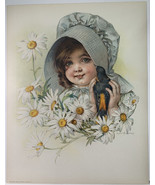 1907 Victorian Print - Girl with Bird - Maud Humphrey - £9.73 GBP