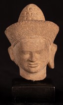 Antique Baphuon Style Sandstone Vishnu Head - Protector &amp; Preserver - 20cm/8&quot; - $499.13