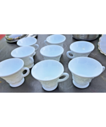 Vintage Set Of 8 Indiana Milk Glass Harvest Grape Coffee Tea cups 3”X 4” - $40.10 CAD