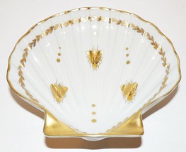 LOVELY VINTAGE LIMOGES FRANCE PORCELAIN GOLD BEE/INSECT SHELL SHAPED DISH - $33.97