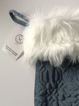 Martha Stewart Pet Christmas Stocking 22&quot; Quilted Dog Bones Blue Velvet Faux Fur - £34.51 GBP