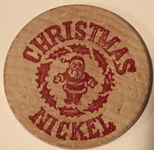 Vintage Christmas Wooden Nickel Happy Holiday 1971 - £3.88 GBP