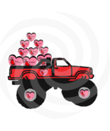 Hearts with Truck 1H-Digital Clipart-Art Clip-Gift Cards-Banner-Gift Tag... - £0.98 GBP