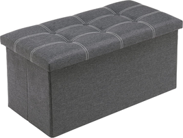 30 Inches Folding Storage Ottoman Bench, Padded Seat Footrest Stool W - €84,71 EUR