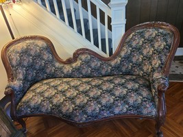 Victorian intricately carved sofa - $1,225.00