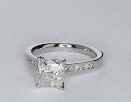 Engagement Ring 2.15Ct Princess Cut Simulated Diamond 14k White Gold in Size 6 - £196.76 GBP