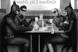 Large Version Nathan Szerdy Signed Art Print Batman Gotham Diner Batgirl Robin - £31.06 GBP