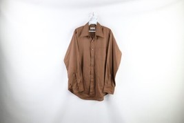 Vintage 60s Streetwear Mens Size 16.5 34 Faded Collared Button Shirt Brown USA - £47.44 GBP