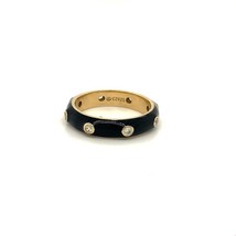 Vintage Sterling Signed 925 Vietnam Fearless Inlay Black Enamel and CZ Ring sz 9 - £36.97 GBP