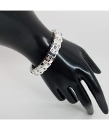 Vintage Watch Band Stretch Bracelet Silver Tone Clear Crystals - £7.92 GBP