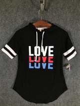 Ultra Flirt Hoodie Shirt Womens Size Small Black Short Sleeve (Love) New... - £10.14 GBP