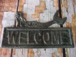 Mermaid Welcome Plaque Sign Nautical Beach Pool Decor Boat House Cast Iron - £7.11 GBP