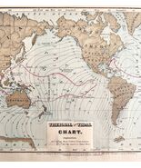 Map Of The World 1884 Thermal Tidal Chart Victorian Lithograph Antique D... - $749.04 MXN
