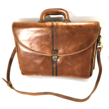 Vtg Wilsons Leather Flap Laptop Briefcase Leather Messenger Shoulder Bag Brown - £81.76 GBP